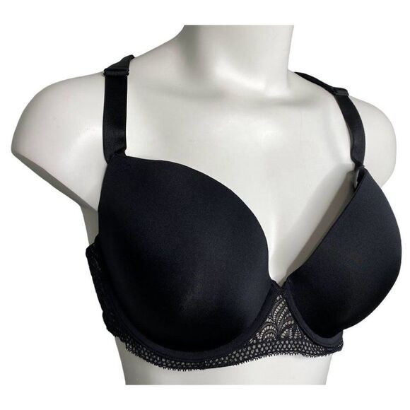 Paramour Carolina Bra T Back 34DDD Black Lace Adjustable Racerback Pads NEW - Picture 2 of 7